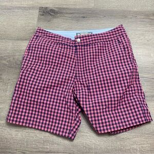 Bonobos Gingham Plaid Swim Trunks Pink Blue Size 28